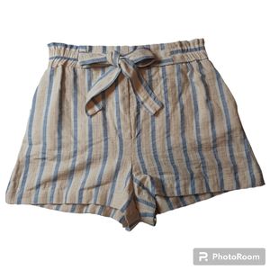 Zara, Women's Shorts With Tie, Blue Striped,